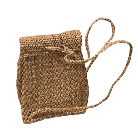 New Handmade Sea Grass Tropical Backpack Purse Tan, - Picture 4 of 7